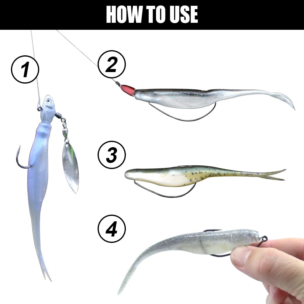 Leurre souple Spinnaker TPR Jerk Shad 12 cm – Imitation lançon – Spécial bar du bord