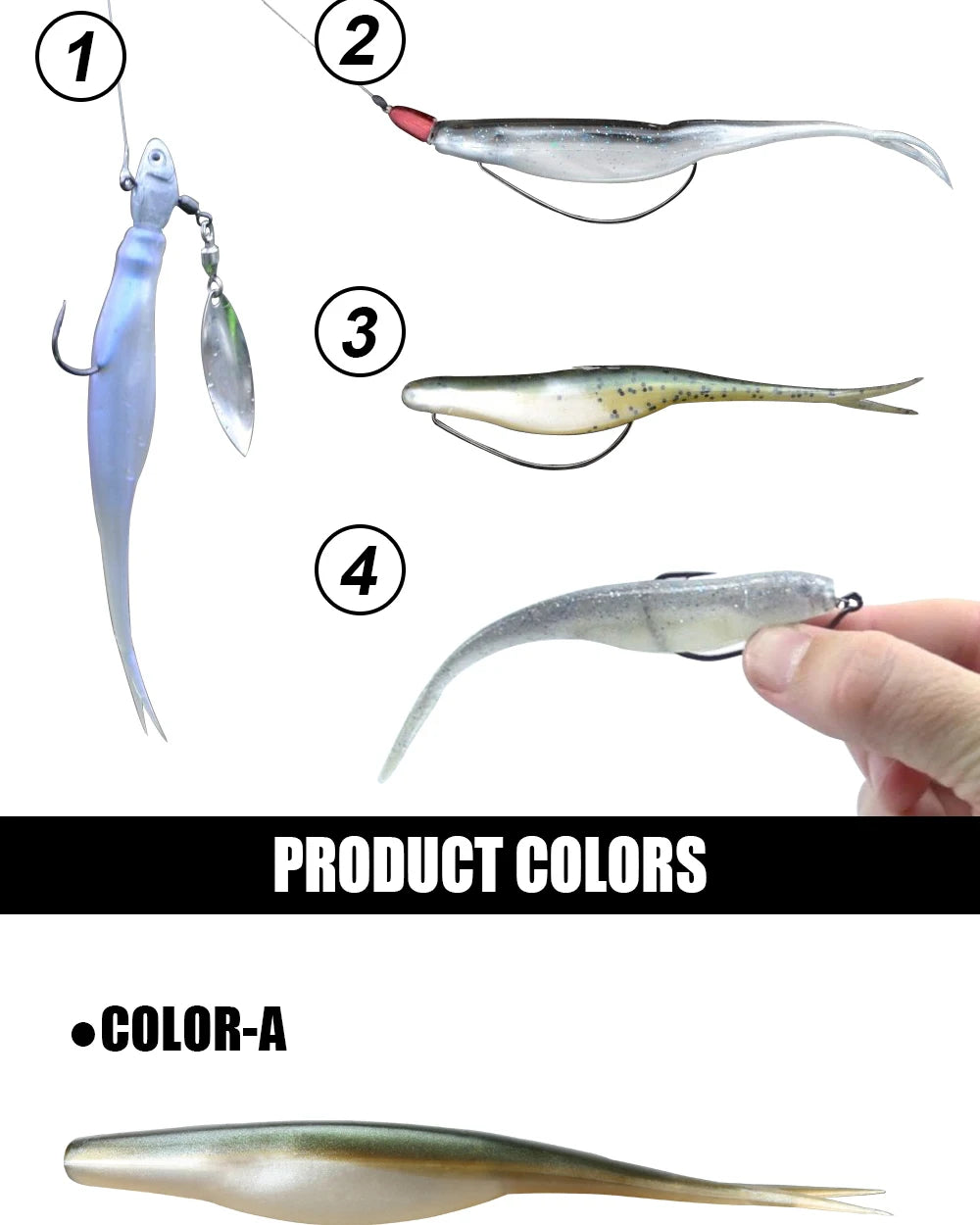 Leurre souple Spinnaker TPR Jerk Shad 12 cm – Imitation lançon – Spécial bar du bord